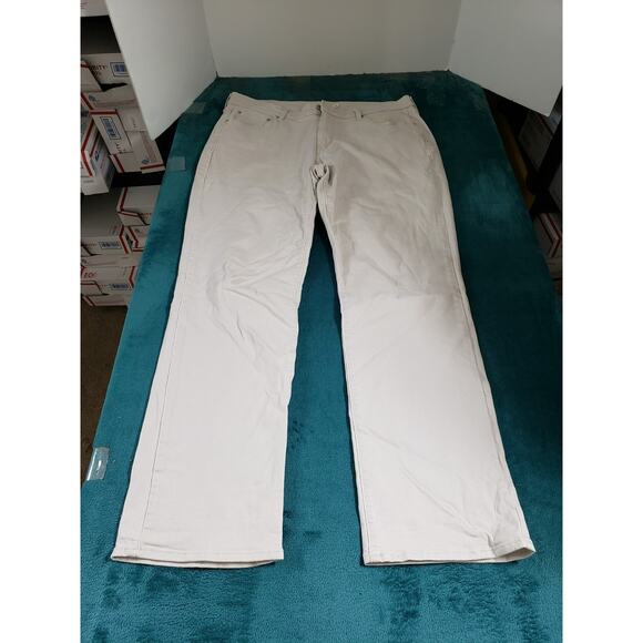 Levis 505 Jeans Size 14 Womens Beige Stretch Pants Ladies Mid Rise Straight - Picture 1 of 15